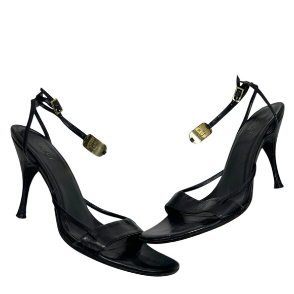Gucci Black Leather Strappy Heels - Timeless Elegance with Iconic Details - Picture 3 of 9
